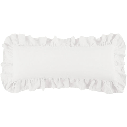 WASHED LINEN RUFFLED LUMBAR PILLOW