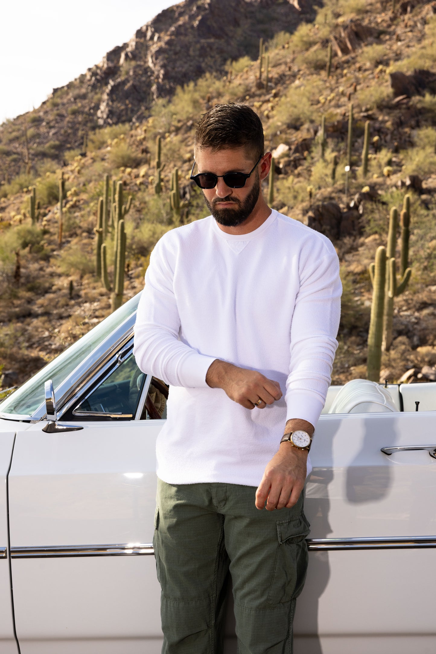 REVERSE FLEECE SWEATSHIRT - WHITE