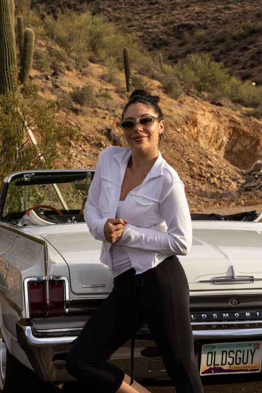 CROP FLEECE JACKET-WHITE