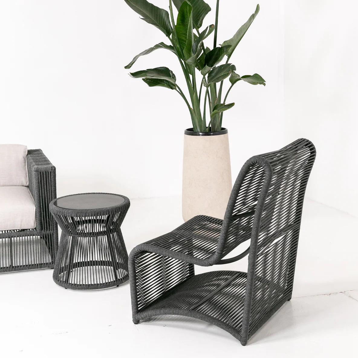 Milano charcoal rope armless club chair