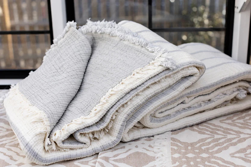 Turkish Quilted Stripped Blanket