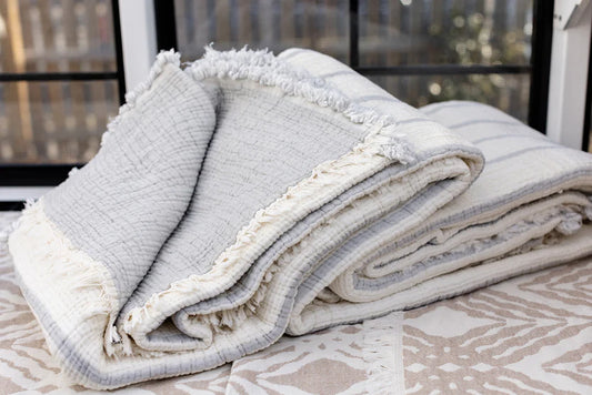 Turkish Quilted Stripped Blanket