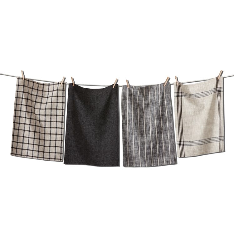 CANYON WOVEN DISHTOWEL SET/4 BLACK MULTI