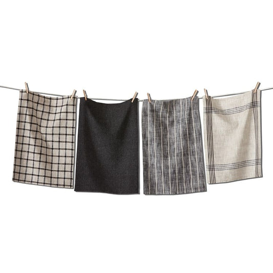 CANYON WOVEN DISHTOWEL SET/4 BLACK MULTI