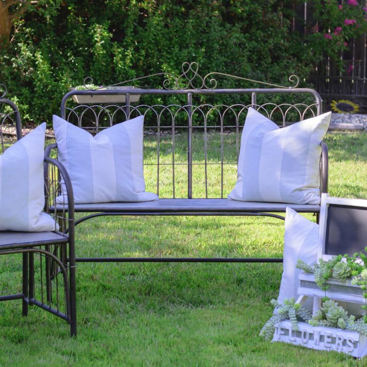 Galvanized Metal Garden Gate Bench KD