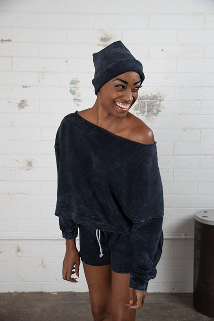 OFF SHOULDER SWEATSHIRT-VINTAGE BLACK