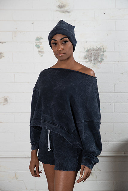 OFF SHOULDER SWEATSHIRT-VINTAGE BLACK